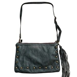 Brynn Capella Nikki‎ Clutch Crossbody Studded Leather Bag Tassel Fringe Purse